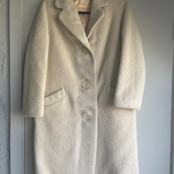 Vintage Jackets & Blazers - Vintage Marlborough Mohair Gimbel Brothers Long Cream Wool England Medium
